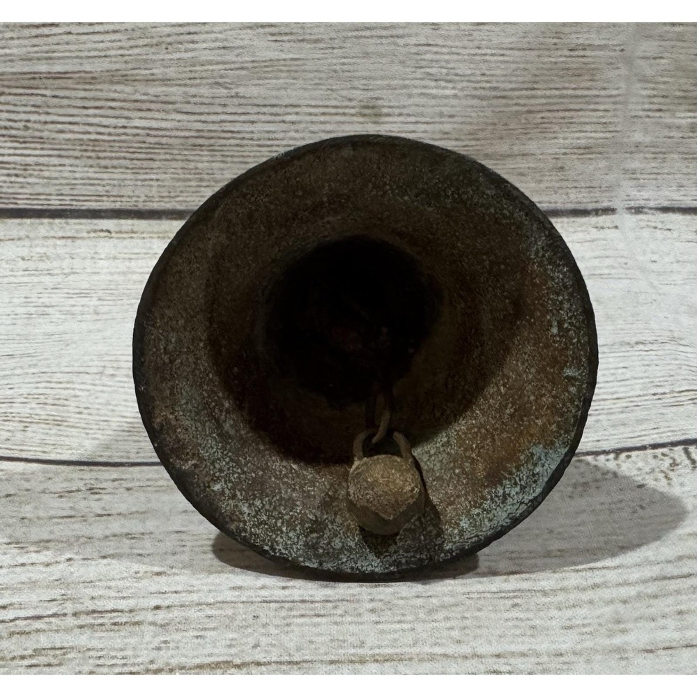 Antique Vintage Small Hand Held Bronze Mission Church Bell Ringer 4.25" GTubG - Picture 5 of 11